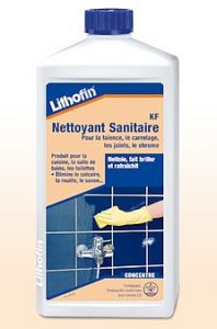 Bidon de 1 litre de Lithofin NETTOYANT SANITAIRE – Nettoie, fait briller et assainit en une seule opération.