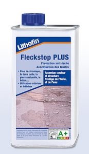 Bidon de Lithofin FLECKSTOP PLUS – Imprégnation avec renforcement de couleur.